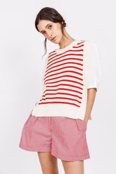Red and white Vichy cotton SHORTS