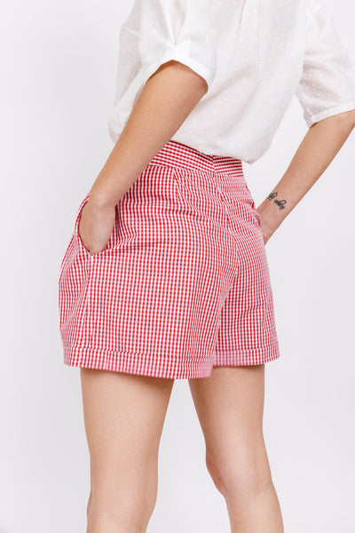 Red and white Vichy cotton SHORTS