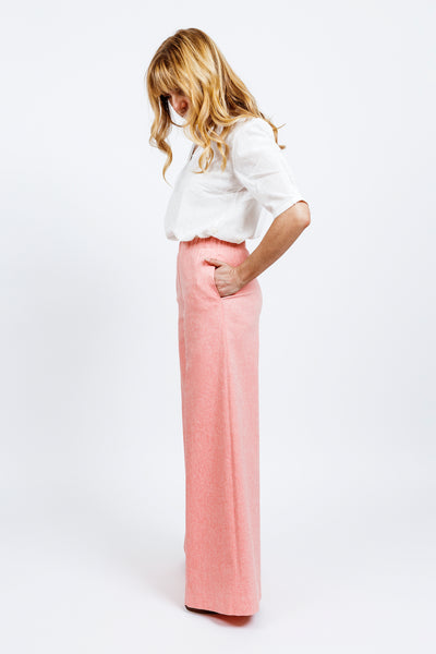 ELETTRA TROUSERS - Light pink cotton