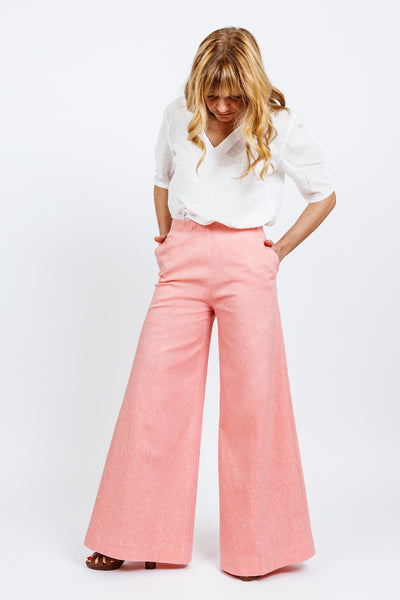 ELETTRA TROUSERS - Light pink cotton
