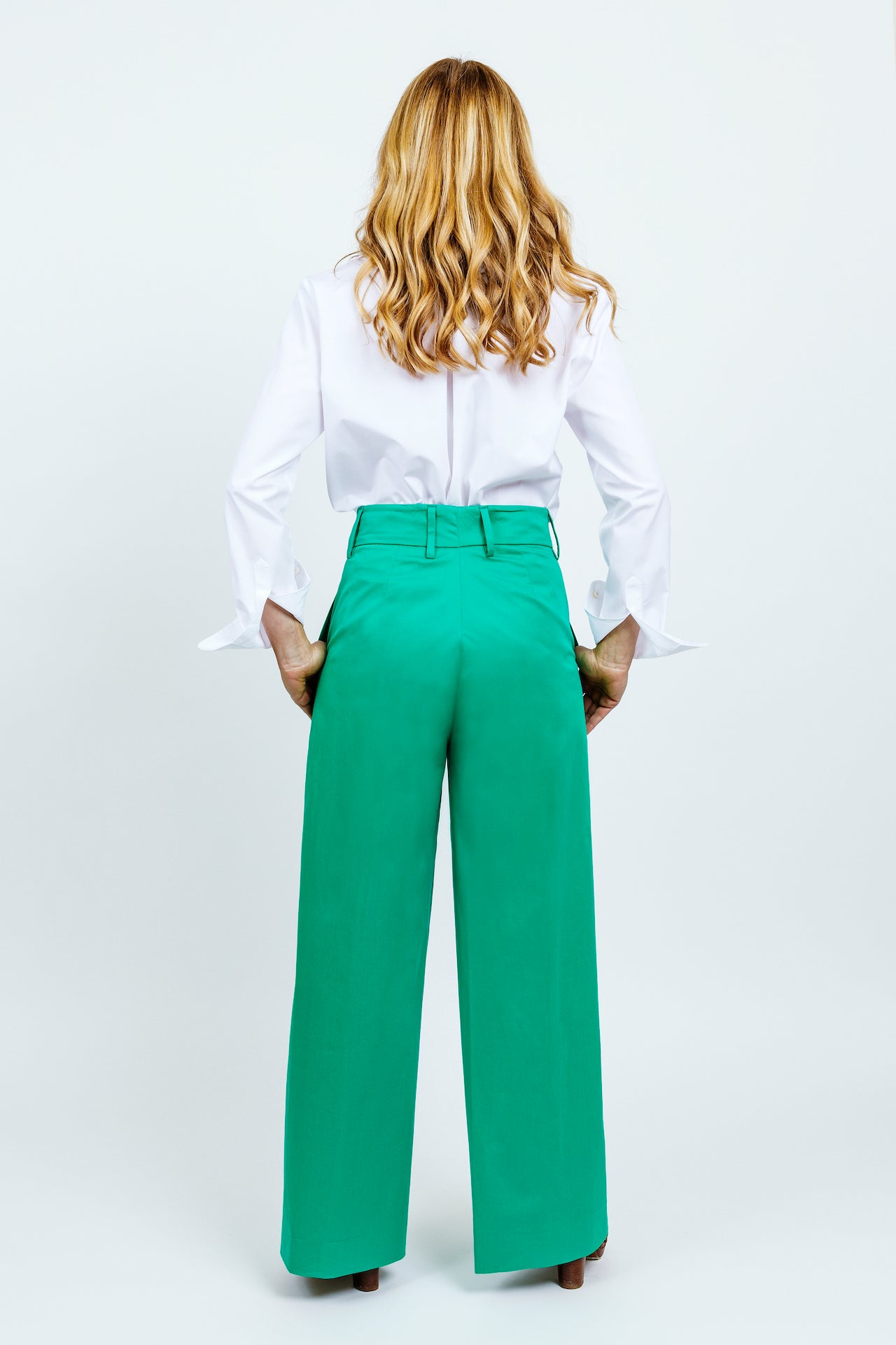 GEMMA TROUSERS - Emerald green cotton
