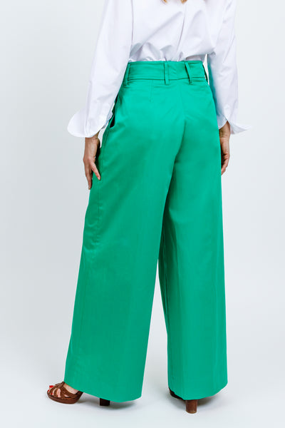GEMMA TROUSERS - Emerald green cotton