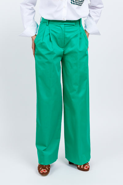 GEMMA TROUSERS - Emerald green cotton